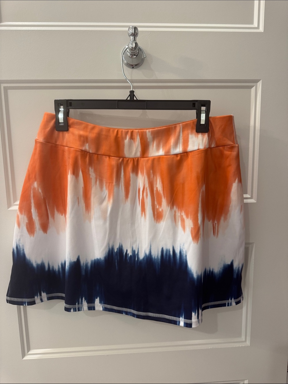 Tie-Dye Orange and Navy A-Line Skirt - Picture 3 of 17
